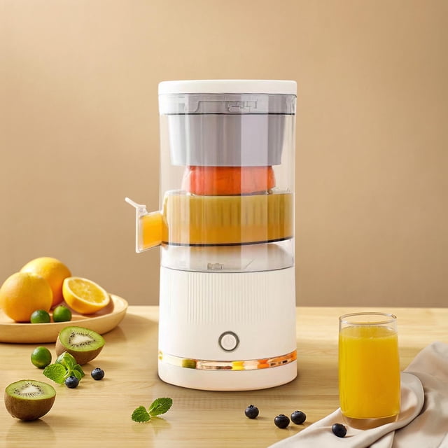 Portable USB Rechargeable Juicer | Automatic Fruit and Vegetable Juicer Machine with Cleaning Brush | Cordless Citrus Juicer for Oranges Apples Carrots | Homemade Juice Maker for Kitchen Home Travel