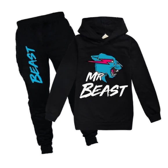Kids Boys Girls Mr Beast Lightning Cat Printed Casual Hoodies Sweatshirts Tracksuit Outfits Gift Sets