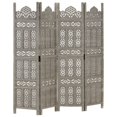thumbnail image 1 of vidaXL Hand carved 4-Panel Room Divider Grey 160x165 cm Solid Mango Wood, 1 of 5