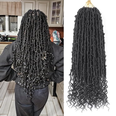 Aipin Butterfly Locs Crochet Hair Goddess Locs Curly Ends 24 Inch Distressed Butterfly Faux Locs Synthetic Butterfly Soft Locs Crochet Hair For Black Women Hair Extensions (24 I