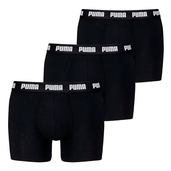 PUMA Men Boxer Shorts, 3-Pack - Everyday Boxers 3P, Cotton Stretch, Solid Colour Black/White L (Large)