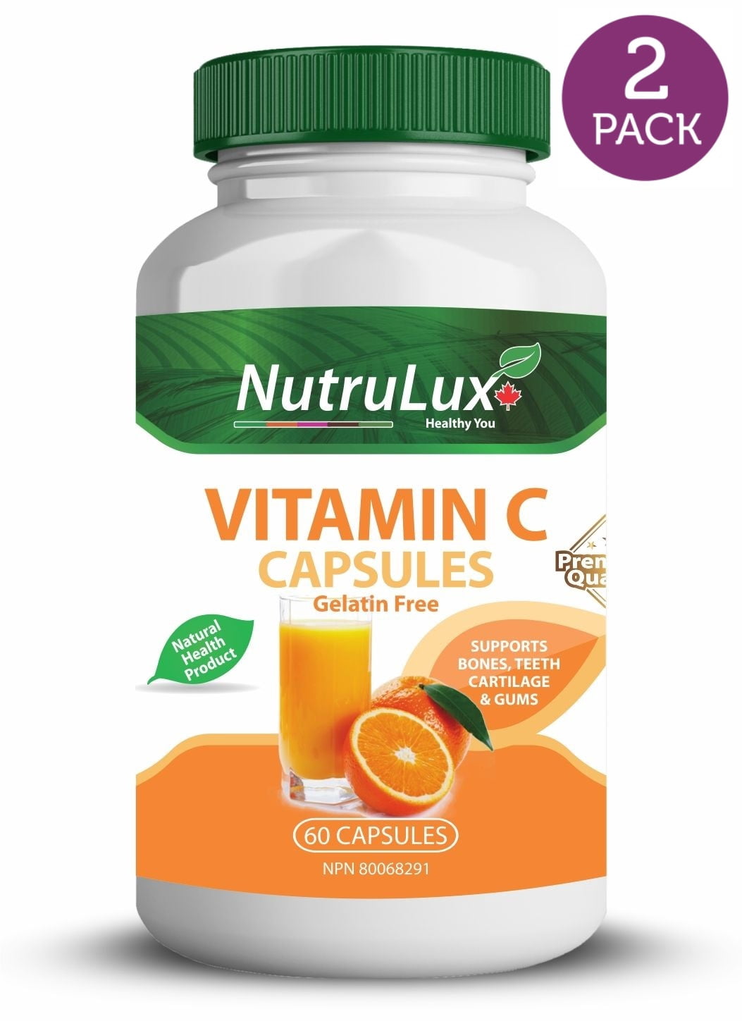 Vitamin C ( 500 mg Vitamin C ) Halal Gelatin Free Capsules(Pack of 2)