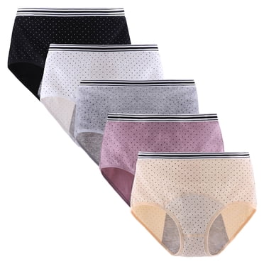 Hbhpov Culottes Menstruelles pour Femmes en Coton, sous-Vêtements Anti-Fuites, Culottes Protectrices et Respirantes, Lot de 5
