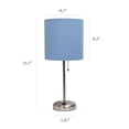 thumbnail image 3 of LimeLights Brushed Steel Stick Lamp with Charging Outlet and Fabric Shade 2 Pack Set, 3 of 7