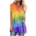 thumbnail image 1 of Birdeem Blouse à Imprimé Dégradé pour Femmes, Col en V, Manches Courtes, T-Shirt Ample, Hauts, 1 of 1