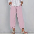 thumbnail image 1 of RXIRUCGD Women's Summer Comfortable Loose Wide Legged Fashion Solid Color Capris, Pink, Size: XL, 1 of 5