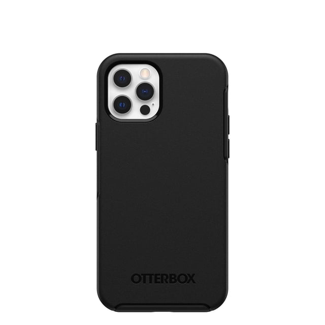 Otterbox Étui de protection Symmetry Noir pour iPhone 12/12 Pro avec design Noir Mat Mince, texture Lisse, Découpes Précises pour triple Caméra et flash, Bords Surélevés pour protection de l'Écran et de la Caméra, protection contre les Chutes et Compatibilité avec la Recharge Sans Fil MagSafe.