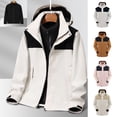 thumbnail image 1 of Sentmoon Two Piece Sets Waterproof Jackets for Men and Tops Solid Color Long Sleeve Hooded Neck Men Coat Oversized Zipper Windbreaker Clothes for Men with Pockets Fall and Winter for Commuting, 1 of 9