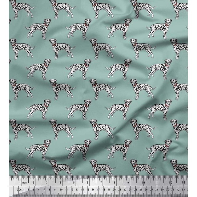 Soimoi Modal Satin Fabric Dalmatian Dog Fabric Prints by Yard 42 Inch Wide