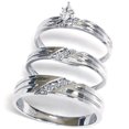 thumbnail image 1 of Diamond Matching Mens Womens Engagement Wedding Ring Bridal Set Trio 14K Gold, 1 of 2