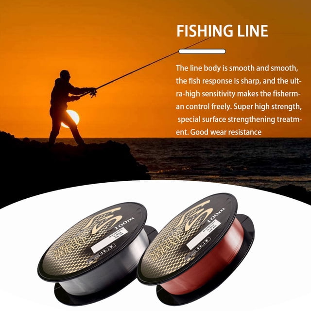 Maoww Bobine de Fil de Pêche Extérieur Camping Rivière Mer Étang Fil de Pêche en Nylon Accessoire de Pêche, Café Rouge, Taille 2.0