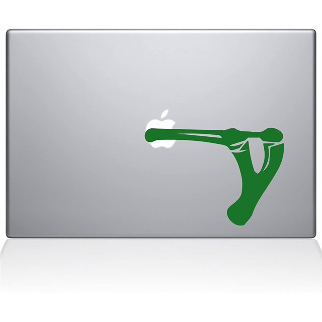 The Decal Guru 1898-MAC-13X-LG Sling Shot Apple Decal Vinyl Sticker, Green, 13" MacBook Pro (2016 & Newer)