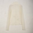 thumbnail image 3 of RXIRUCGD Mode Femmes Manches Longues Confortable Respirant Col Roulé Blouse Chemise Hauts, Blanc, Taille : L, 3 of 8