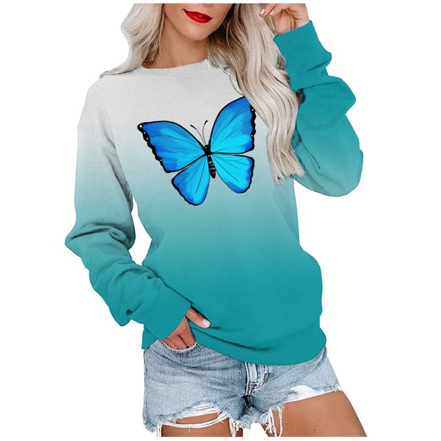 Chandails à Capuchon de Mode pour Femmes 2023 T-shirt Imprimé Mode Manches Longues Blouse Col Rond Hauts Décontractés Chandails en Molleton Chandails à Capuchon 50 % de Rabais Liquidation Costumes Halloween/noël