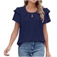 thumbnail image 1 of SwiftWear Tees for Women 2025 New T Shirts Ruffle Short Sleeve Round Neck Loose Blouse Summer Solid Color Casual Tee Tops, 1 of 8