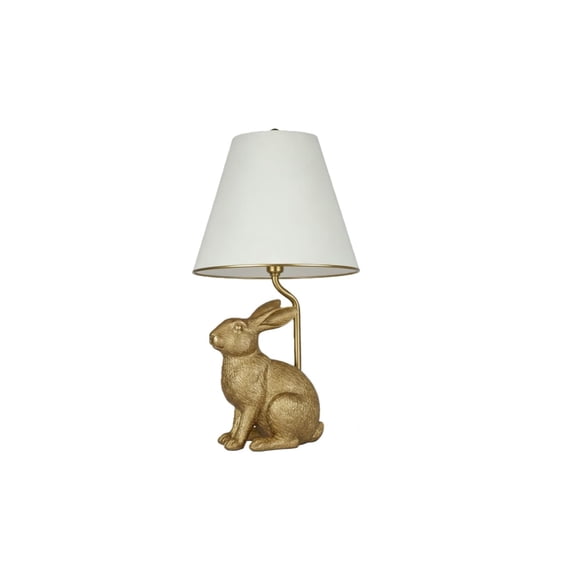 Golden Doodle Sculpture Table Lamp for Living Room with Gold Finish Tapered Linen Shade