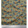 thumbnail image 1 of Soimoi Cotton Voile Fabric Text,Rugby Ball & Bird Cartoon Printed Craft Fabric by The Yard 56 Inch Wide, 1 of 3
