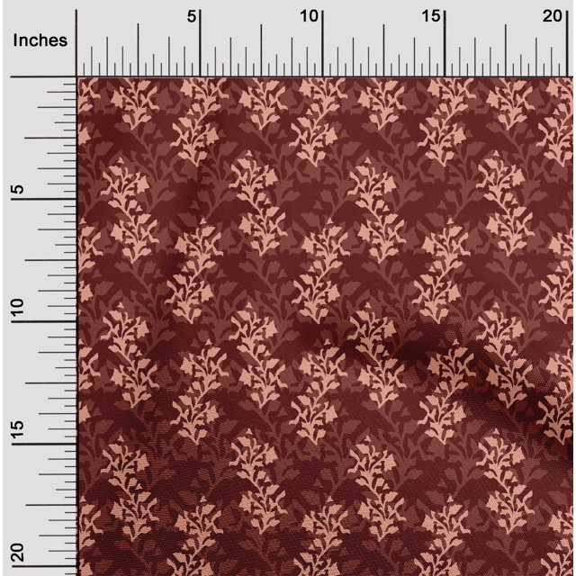 oneOone Polyester Lycra Fabric Leaves & Floral Block Printed Fabric 1 Yard 56 Inch Wide