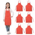 thumbnail image 1 of TOPTIE 6 Pack Kids Aprons with Pocket & Adjustable Strap, Child Chef Bib Apron for Kitchen Cooking Baking Painting-Red Dot-XL, 1 of 5