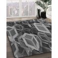 thumbnail image 3 of Ahgly Company Tapis d'Intérieur Lavable à la Machine, Carré, Transitionnel, Gris Foncé Noir, Tapis de Zone, 8 Pieds Carré, 3 of 7
