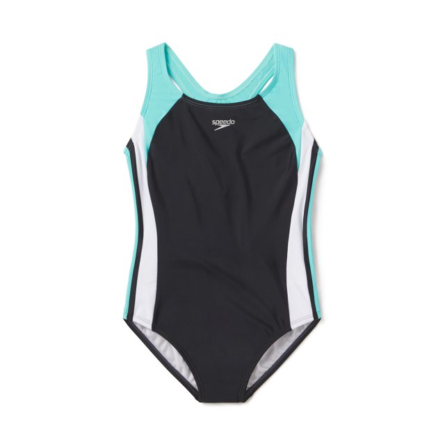 Speedo Girls Infinity Splice One Piece Thick Strap Swimsuit - Sea Level, Size: 14