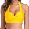 thumbnail image 1 of EQWLJWE Womens Fashion Sexy Solid Color Swimsuit Halter Backless Bikini Tops, 1 of 6