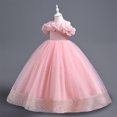 thumbnail image 2 of MeetoTime Robe de Princesse pour Filles Sans Manches à Volants en Dentelle Col Rond Broderie en Maille Performance 7-13 Ans Vêtements pour Enfants, 2 of 5