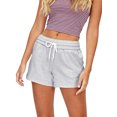 thumbnail image 2 of Wangsaura Women Loose Style Sports Shorts, Solid Color Elastic Waist Sweatpants, 2 of 7