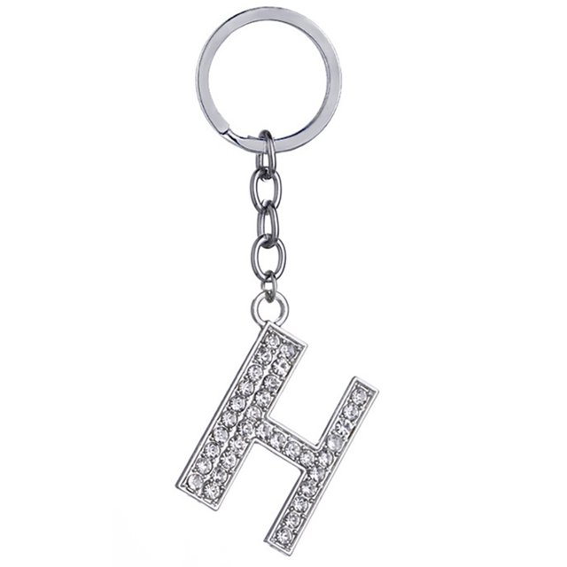 Key Chain Rhinestone A to Z Design Pendant Keychain Key Ring for Handbag Decor