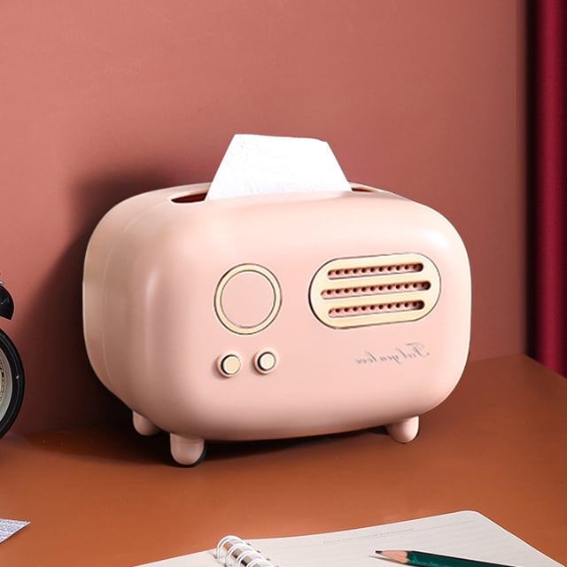 Meitianfacai Boîte à Mouchoirs de Luxe pour la Maison et le Restaurant, Organisateur de Boîte à Mouchoirs Radio à Tiroir en Rose, Conçu comme un Accessoire de Comptoir Inspiré de la Radio vintage. Fabriquée en Plastique durable, Elle Mesure 19,7 x 13,2 x 13,8 cm et Comprend une base Antidérapante pour la Stabilité. Idéale pour les Boîtes à Mouchoirs de Taille Standard, Elle Sert à la Fois de Couvercle de Boîte à Mouchoirs Pratique et de Pièce Décorative pour les Salles de Bain, les Salles à Manger Ou les Espaces de Vie.