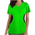 thumbnail image 1 of Hauts de Sarrau à Col en V pour Femmes, Extensibles Doux, Résistants aux Plis, Uniforme Médical d'Infirmière avec 2 Poches, Confortable et Léger, Uniforme de Travail à Manches Courtes, Blouse Imprimée Verte, 1 of 4