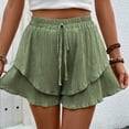 thumbnail image 2 of Yuyuzo Shorts for Women Drawstring High Waisted Double Layered Ruffle Shorts Wide Leg Casual Summer Beach Shorts, 2 of 7