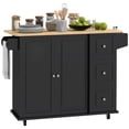 thumbnail image 1 of HOMCOM Kitchen Island on Wheels Kitchen Cart with Drop Leaf Drawers, Black, 1 of 10