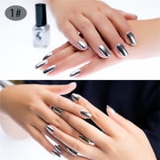 EARKITY Nail Polish Mirror Effect Plating Silver Chrome Metallic Color Long Lasting Gorgeous Glossy Manicure Gel Nail Polish 7ML