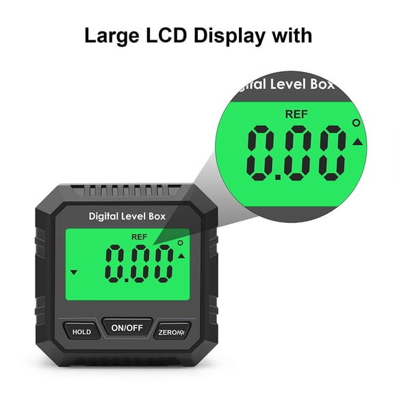 mmirethe Level Box Protractor LCD 490° Levels Gauge Mini Bevel Gauges with Magnetic Base Electronic Universal Angle Protractors Black/Type 1