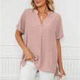 thumbnail image 2 of Birdeem Womens Fashion Short Sleeve Retro Round Neck Easter Solid Color Loose Tops Blouse Sleeve, 2 of 8