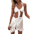 thumbnail image 4 of Fortune Women Mesh Mini Ruffle Skirts Cover Up Candy Color Bathing Skirt Beachwear Wrap, 4 of 5