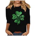 thumbnail image 2 of Meichang Hauts de Fête pour Femmes T-Shirt de la Saint-Patrick Trèfle à Quatre Feuilles T-Shirts Graphiques Hauts pour Femmes Manches 3/4 Col Rond T-Shirts de Printemps, 2 of 4