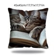 thumbnail image 3 of Cute Sleeping Cats And Book Pillowcase Short Pile Living Room Sofa Pillowcase Soft Cushion Cover, 3 of 6