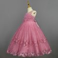 thumbnail image 2 of Robe de Bal Imprimée Fleurs pour Filles, Élégante Robe Maxi Princesse avec Nœud en Tulle, 2 of 4