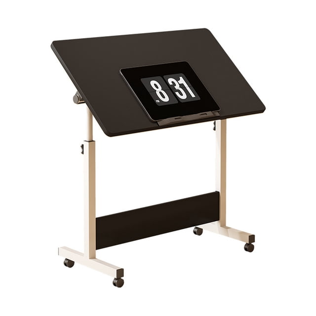 Portable Standing Desk with Height Adjustable From 26"-34", Foldable Stand Desk Rolling Computer Workstations with Lockable Wheels for Home Office Craft & Study