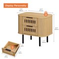 thumbnail image 4 of WAMPAT Fluted End Tables Set of 2 - Modern Curved Sofa Side Tables with 4 Slatted Drawers, Farmhouse Wooden Nightstands for Living Room & Bedroom, Natural Oak, 22.5" Wide, 4 of 6