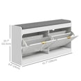 thumbnail image 3 of HOMCOM Shoe Bench with 2 Flip Drawers, Cushion, 8 Pairs for Entryway White, 3 of 10