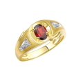 thumbnail image 3 of RYLOS Men's Rings 14K Yellow Gold Rings Classic Designer Style 7X5MM Oval Gemstone & Diamond Ring Garnet January Birthstone Rings For Men Size 9, 3 of 7