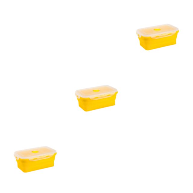 Thinsony Silica Gel Lightweight And Compact For On--Go Sealed Preservation Box Microwave Lunch Box Silicone Lunch Box yellow 350ml 3Set