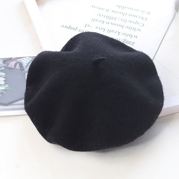 Women's Autumn And Winter Fashion New Casual Wool Knitted Beret Berets Hat for women Black