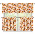 thumbnail image 1 of Fall Pumpkin Kitchen Curtains Valance Set of 3 Thanksgiving Window Curtains Set Autumn Leaf Valance Curtain Window Drapes,24" Tier & Valance Set, 1 of 5