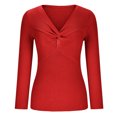 thumbnail image 4 of RKSTN Chandails pour Femmes Mode Uni Manches Longues Col Rond Chandail Décontracté Hauts Chandails d'Automne, 4 of 8