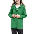 thumbnail image 1 of Imperméable pour Enfants Filles Léger à Fermeture Éclair Complète, Veste de Pluie à Boutons, Coupe-Vent Imperméable Style Preppy pour la Randonnée, 1 of 8