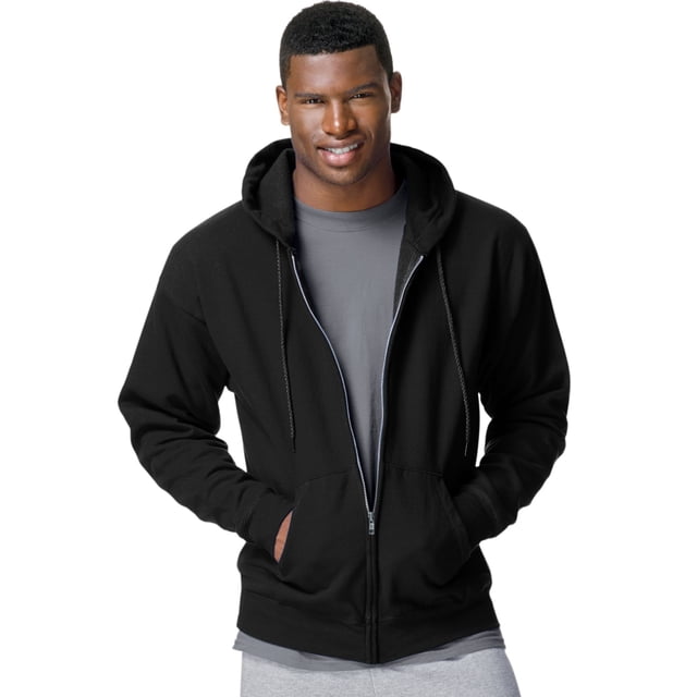 Hanes ComfortBlend EcoSmart Men`s Full Zip Hoodie, S, Black